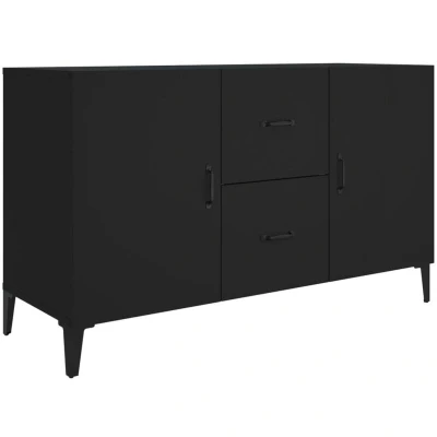 Image of vidaXL Engineered Wood Sideboard Trendy Black, Metal accents, Ample Storage, Suitable for Living Room and Bedroom’