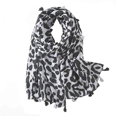 Image of Micoop Women&#039;s Chic Leopard Pattern Scarf Long Large Animal Print Shawl Wrap (Grey), size