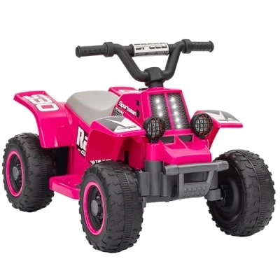Image of AIYAPLAY 6V Electric Quad Bike for Kids, Battery Powered Ride On ATV with Forward Backward, LED Headlights, Ages 18 36 Months Pink