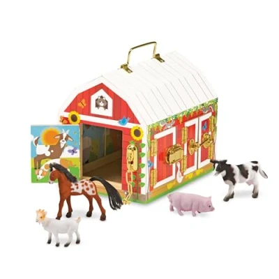Image of Melissa &amp; Doug Latches Barn Developmental Toy Motor Skills Problem Solving 3+ Gift for Boy or Girl, 10.25 x 9 7.5, Multi Colour