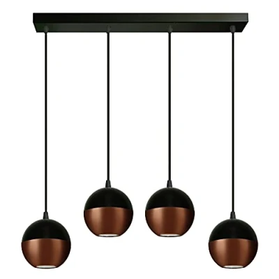 Image of Midway Straight Bar Pendant Ceiling Light Black, Copper 60cm