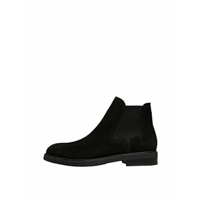 Image of Selected Homme Slhblake Classic ankle boots, Men&#039;s, Size: 7.5, Black Suede