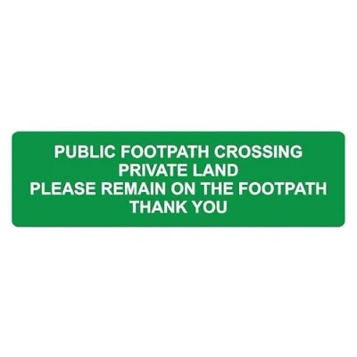 Image of Public footpath crossing safety sign 3mm Aluminium (300mm x 100mm)