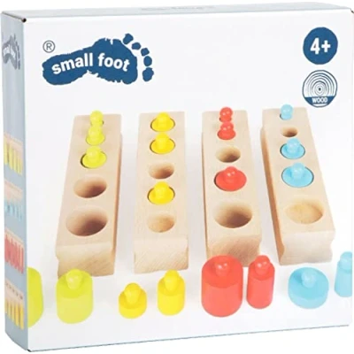 Image of small foot 10525 colour and shape sorter made of wood, with wooden parts rows, arranging, counting, measuring, from 3 years on