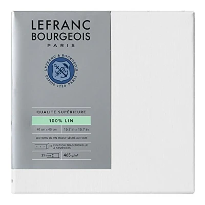 Image of Lefranc &amp; Bourgeois 111241 Stretcher Frame Made of 100% Linen in Premium Quality, Ready to Use Primed with Titanium Dioxide Gesso, Nailed Side on Solid Pine Wood 40 x cm