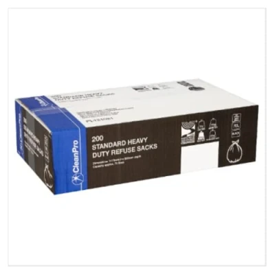 Image of CleanPro Standard Heavy Duty Refuse Sacks Black Pack of 200 Bags 1