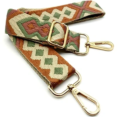 Image of Adjustable Shoulder Strap for Bags Green/Pink/Brown, Bag Straps Changing, Wide with Carabiner Gold, 80 130 cm Women, Strap, Handbag, 3.8 cm, 34