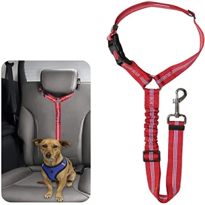 Image of Dog Car Harness Seat Belt Adjustable Headrest Restraint Puppy Elastic Pet Strong Leads for Dogs Cats and Pets (MAIN) (RED)