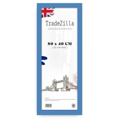 Image of TradeZilla Stunning Panaramic Picture/Poster Frame (80 x 40 CM) MDF Eton Wood Hang Portrait/Landscape For Wall Gallery 32 16 Inch [ Blue ]