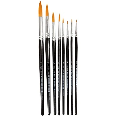 Image of Creativ Gold Line Brushes 8pc Set, Versatile Nylon Bristles, Ideal for Painting, Gluing, and Varnishing