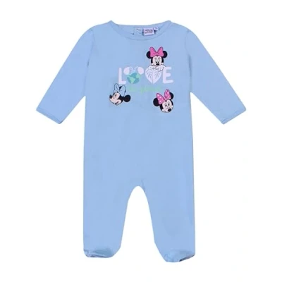 Image of Disney Minnie Mouse Girls Love The Planet Long Sleeve Baby Grow Organic Cotton Blue 18 Months