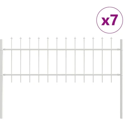 Image of vidaXL Garden Fence with Spear Top White, 11.9 x 0.6 m, Steel