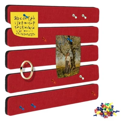 Image of Bulletin Board Cork Boards for Walls Office Pin (red)