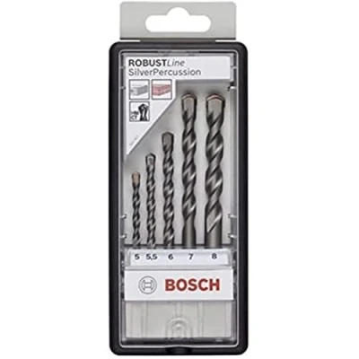 Image of Bosch 2607010526 Concrete Drill Bit Set, Silver Percussion, 5mm 8mm,