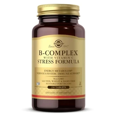 Image of Solgar Vitamin B Complex with C Tablets Pack of 250 High Strength Energy, Immune and Nervous System Support Vegan, Gluten Free Kosher