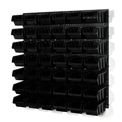 Image of Set of 42 black M size IN Box storage bins louvre