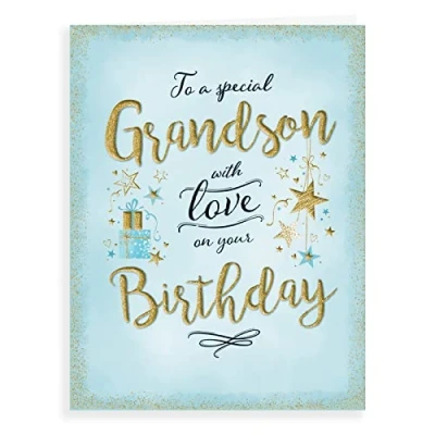 Image of Piccadilly Greetings Modern Birthday Card Grandson 8 x 6 inches