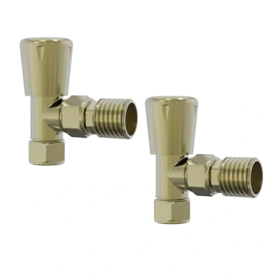 Image of Warmehaus Angled Towel Radiator Valves Round 15mm for Rail Brushed Brass