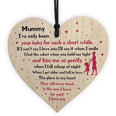 Image of RED OCEAN Mummy Gift From Baby New Wooden Heart Mum Poem Daughter Son