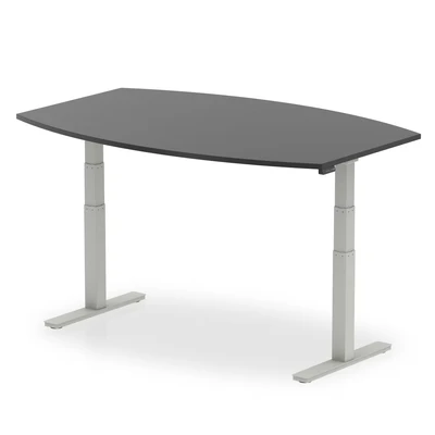 Image of High Gloss 1800mm Writable Boardroom Table Black Top Silver Leg