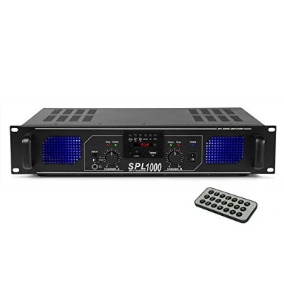 Image of Skytec SPL 1000 Stereo Power Amplifier Home HiFi 19 Inch Rack Mount PA DJ Amp with USB SD MP31000W