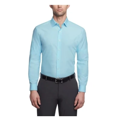 Image of UNLISTED Men&#039;s Dress Shirt Solid, Aqua, 16&quot; 16.5&quot; Neck 32&quot; 33&quot; Sleeve