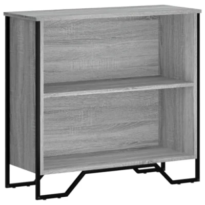 Image of vidaXL Grey Sonoma Bookcase Bookshelf Storage Cabinet Engineered Wood &amp; Metal 4 Compartments, 80x31x137.5 cm