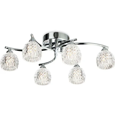 Image of Maple 6 Light Flush Chrome, Moulded Clear Glass, G9