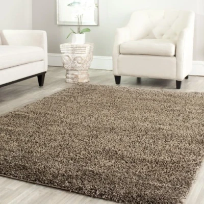 Image of SAFAVIEH Shaggy Rug for Living Room, Dining Bedroom California Shag Collection, High Pile, in Mushroom, 122 X cm