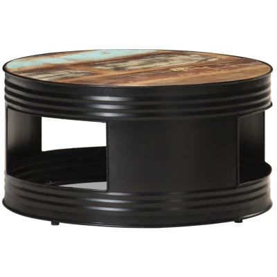 Image of vidaXL Coffee Table Black 68x68x36 cm Solid Reclaimed Wood