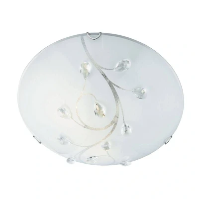 Image of Searchlight Flush Flower glass ceiling light, Ø 40 cm