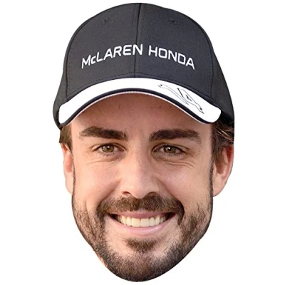 Image of FoxyPrinting FERNANDO ALONSO CAP 01 JB Formula 1 Driver Fancy Dress Cardboard Celebrity Party Face Mask