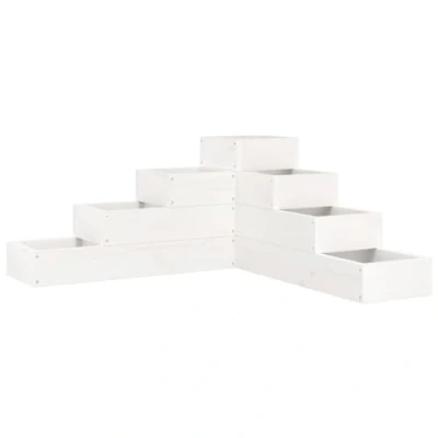 Image of vidaXL Solid Wood Pine Corner Garden Planter 4 Tier White for Garden, Balconies, Decks, Terraces