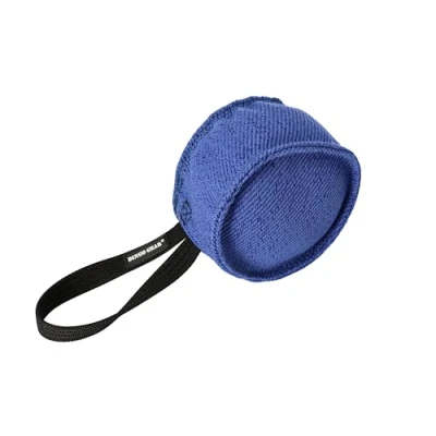 Image of DINGO GEAR Berta Tug Toy in a Drum Shape for Bite Training, K9, IGP, Fetch, Prey Drive, Obedience, Dog Sports, French Material with 1 Handle, Blue (S00093)