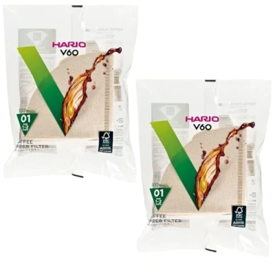 Image of Hario 01 Coffee Natural Paper Filters, 2 Pack Set 100 Filters per (Total of 200 Filters) (Japan Import)