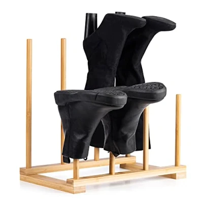 Image of Vencier Bamboo Boot Rack Storage &amp; Welly Wellington Organiser Walking Stand