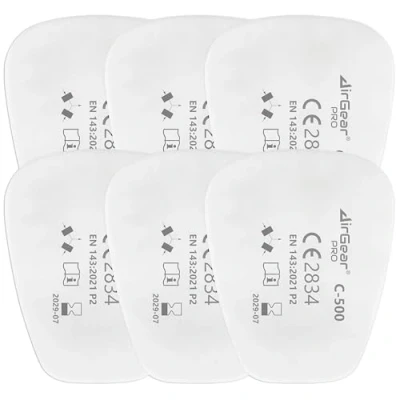 Image of AirGearPro C 500 Filters for Reusable Respirator Mask Anti Dust Ideal Painting, Woodworking, Construction, Sanding, Spraying, Chemicals, DIY etc