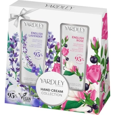 Image of Yardley London English Lavender and Rose Hand Cream Collection, with Patchouli for Moisturising Hydrating Benefits 2x50ml