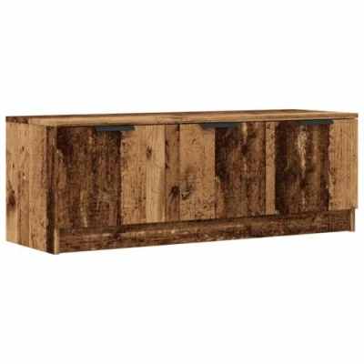 Image of vidaXL TV Cabinet Old Wood 102x35x36.5 cm Engineered 3 Drawers &amp; Shelves, Modular Design, Living Room/Bedroom Furniture