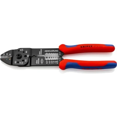 Image of KNIPEX Crimping Pliers, 0.5 6.0 mm², F Crimp, for Insulated Cable Connectors, with Stripping and Cutting Function, Tool, 97 21 215