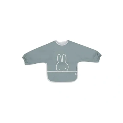 Image of Jollein Bib with Sleeves Baby Miffy Peekaboo, Sea Green Waterproof Velcro Fastening Drool