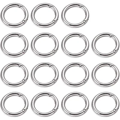 Image of GOIYZTTR 15 Pcs Round Spring Snap Clip Hooks Zinc Alloy Locking Carabiner O Loaded Gate Clips Keyring for Outdoor, Camping, Hiking, Traveling, Fishing, Backpack/25mm