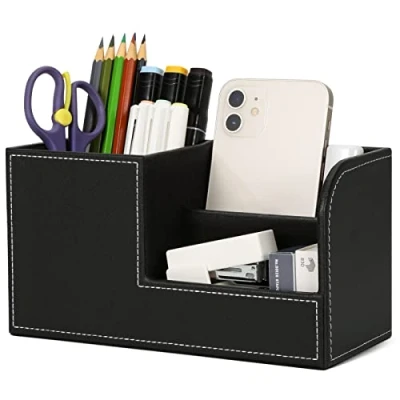 Image of GORESE Desk Organizer Office Pencil Holder Desktop Accessories Supplies Organization Decor (Black)