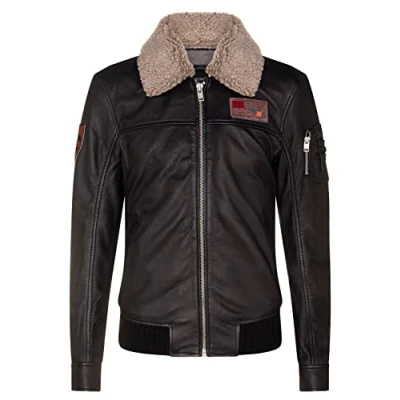 Image of Men&#039;s Black Leather A2 Flight US Air Force Pilot Bomber Jacket M