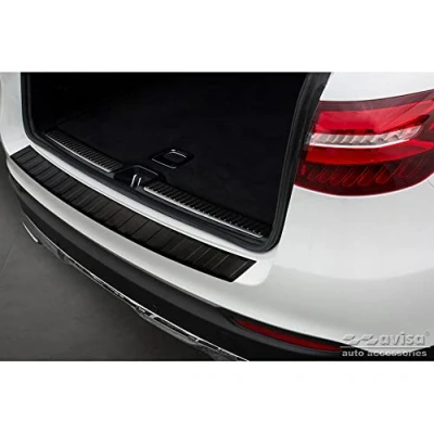 Image of Avisa Matt Black Stainless Steel Rear bumper protector compatible with Mercedes GLC 5 doors 2015 2019 &amp; FL &#039;Ribs&#039;
