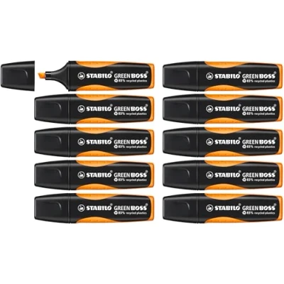 Image of Eco Friendly Highlighter STABILO GREEN BOSS Pack of 10 Orange