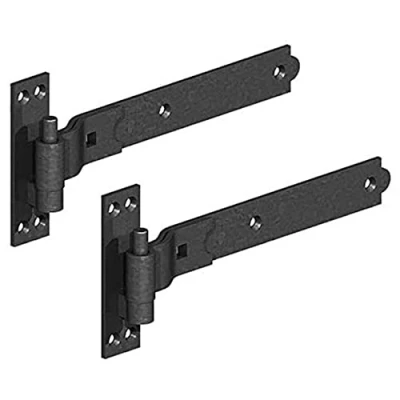 Image of Merriway BH06850 (2 Pcs) Gate Hinges Heavy Duty Hook and Band Cranked Necked Black 250mm (10 Inch) Pack of 2 Pieces