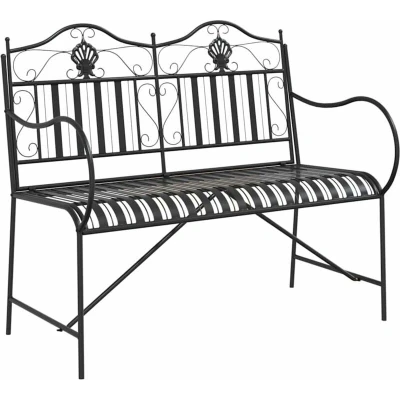 Image of vidaXL Metal Bench Black Standard Decorative Inlays