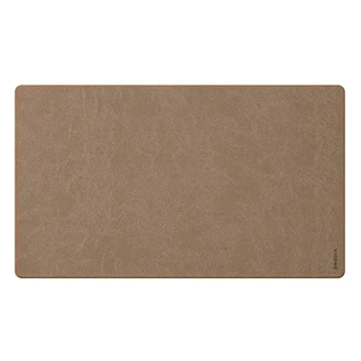 Image of RHODIA 194237C Soft Taupe Desk Pad Size S (60x35 cm) Italian Faux Leather Orange Saddle Stitching Rhodiarama Home Office Collection Organization &amp; Designer Storage
