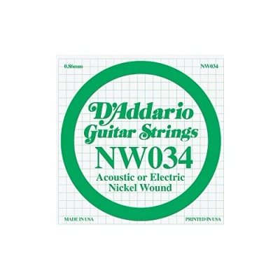 Image of D&#039;Addario NW034 .034 Nickel Wound Single String for Electric Guitar